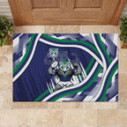 New Zealand Warriors Rugby Mascot Rubber Doormat Fierce Athlete Graphic in Sports Style