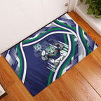 New Zealand Warriors Rugby Mascot Rubber Doormat Fierce Athlete Graphic in Sports Style