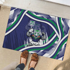 New Zealand Warriors Rugby Mascot Rubber Doormat Fierce Athlete Graphic in Sports Style