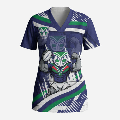 New Zealand Warriors Rugby Mascot Scrub Top Fierce Athlete Graphic in Sports Style