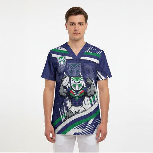 New Zealand Warriors Rugby Mascot Scrub Top Fierce Athlete Graphic in Sports Style