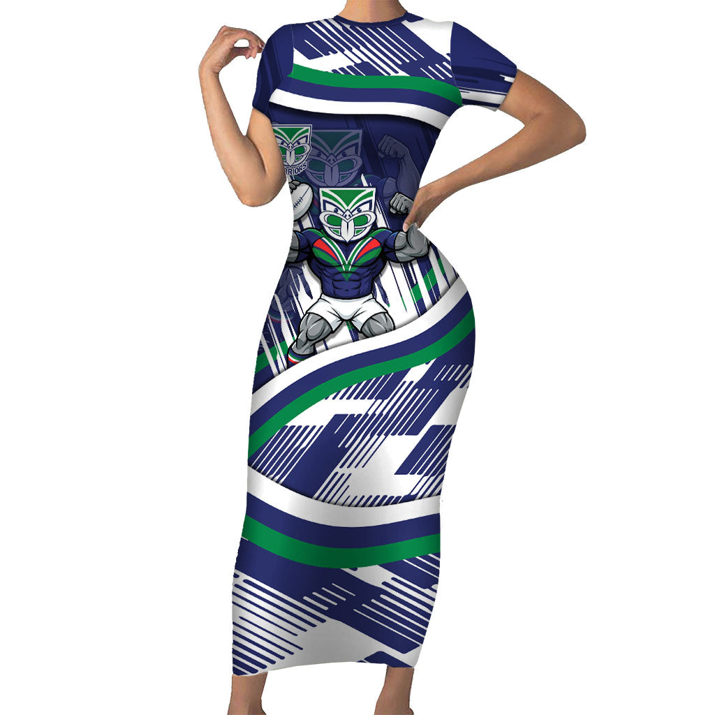 New Zealand Warriors Rugby Mascot Short Sleeve Bodycon Dress Fierce Athlete Graphic in Sports Style