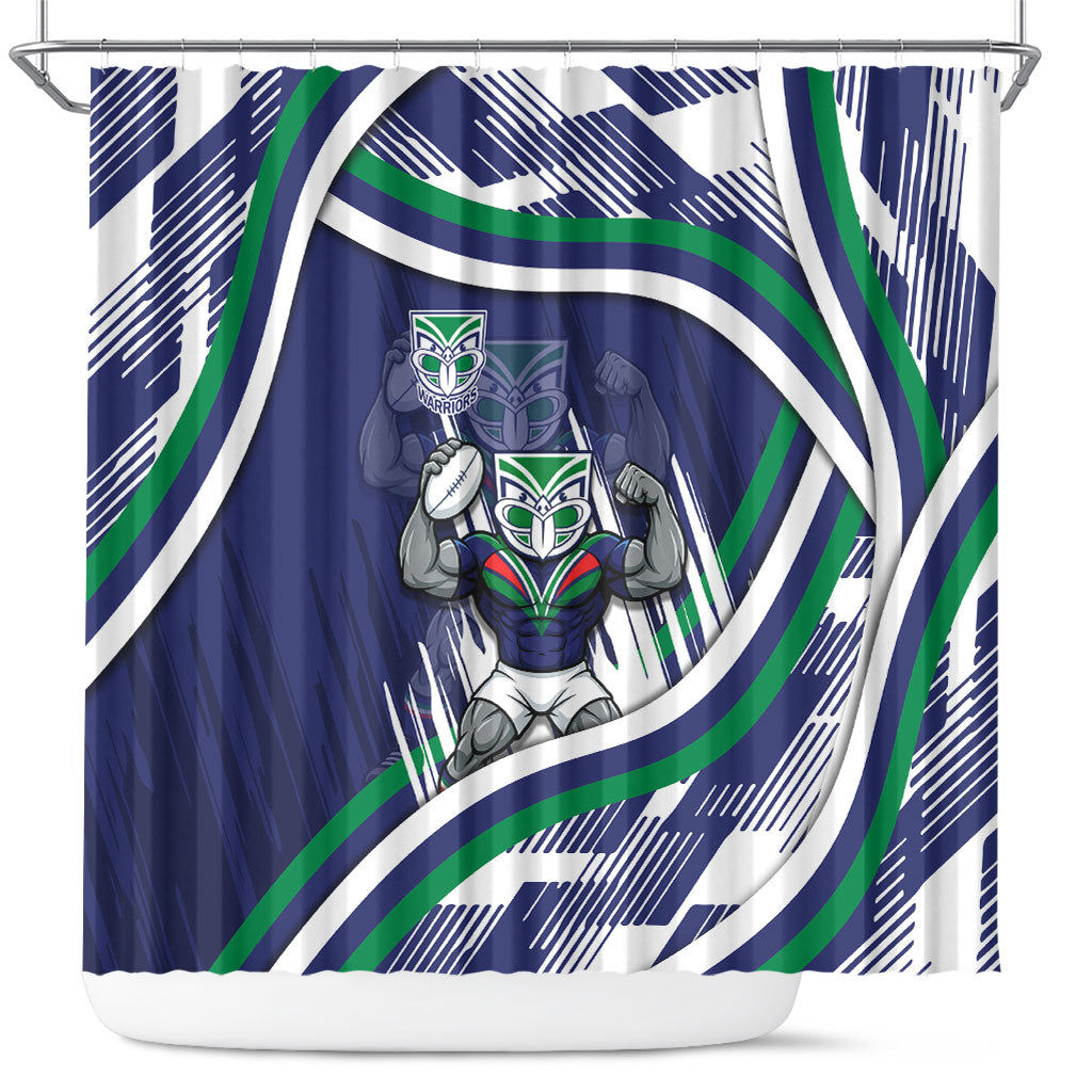 New Zealand Warriors Rugby Mascot Shower Curtain Fierce Athlete Graphic in Sports Style