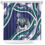 New Zealand Warriors Rugby Mascot Shower Curtain Fierce Athlete Graphic in Sports Style