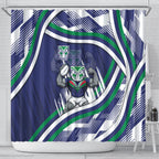 New Zealand Warriors Rugby Mascot Shower Curtain Fierce Athlete Graphic in Sports Style
