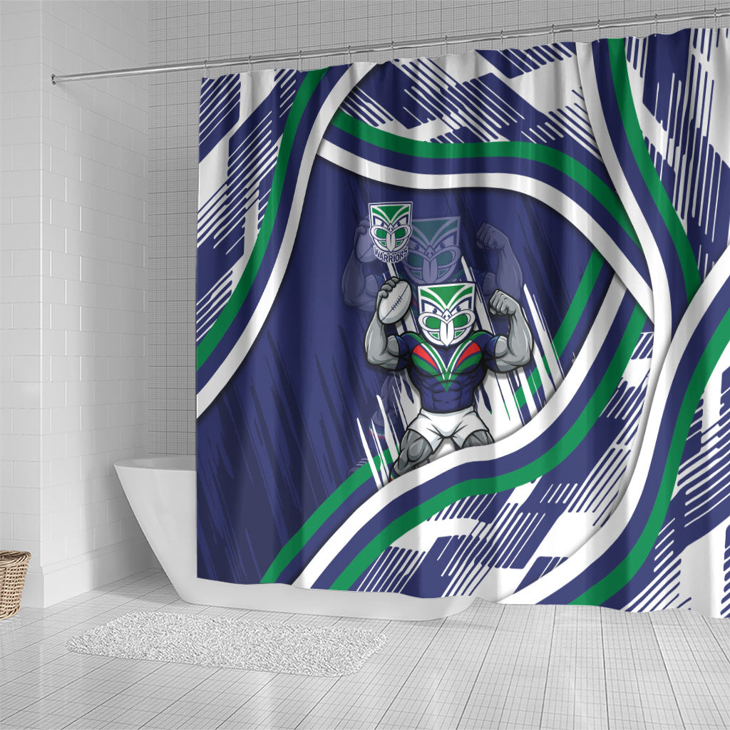 New Zealand Warriors Rugby Mascot Shower Curtain Fierce Athlete Graphic in Sports Style