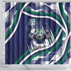 New Zealand Warriors Rugby Mascot Shower Curtain Fierce Athlete Graphic in Sports Style
