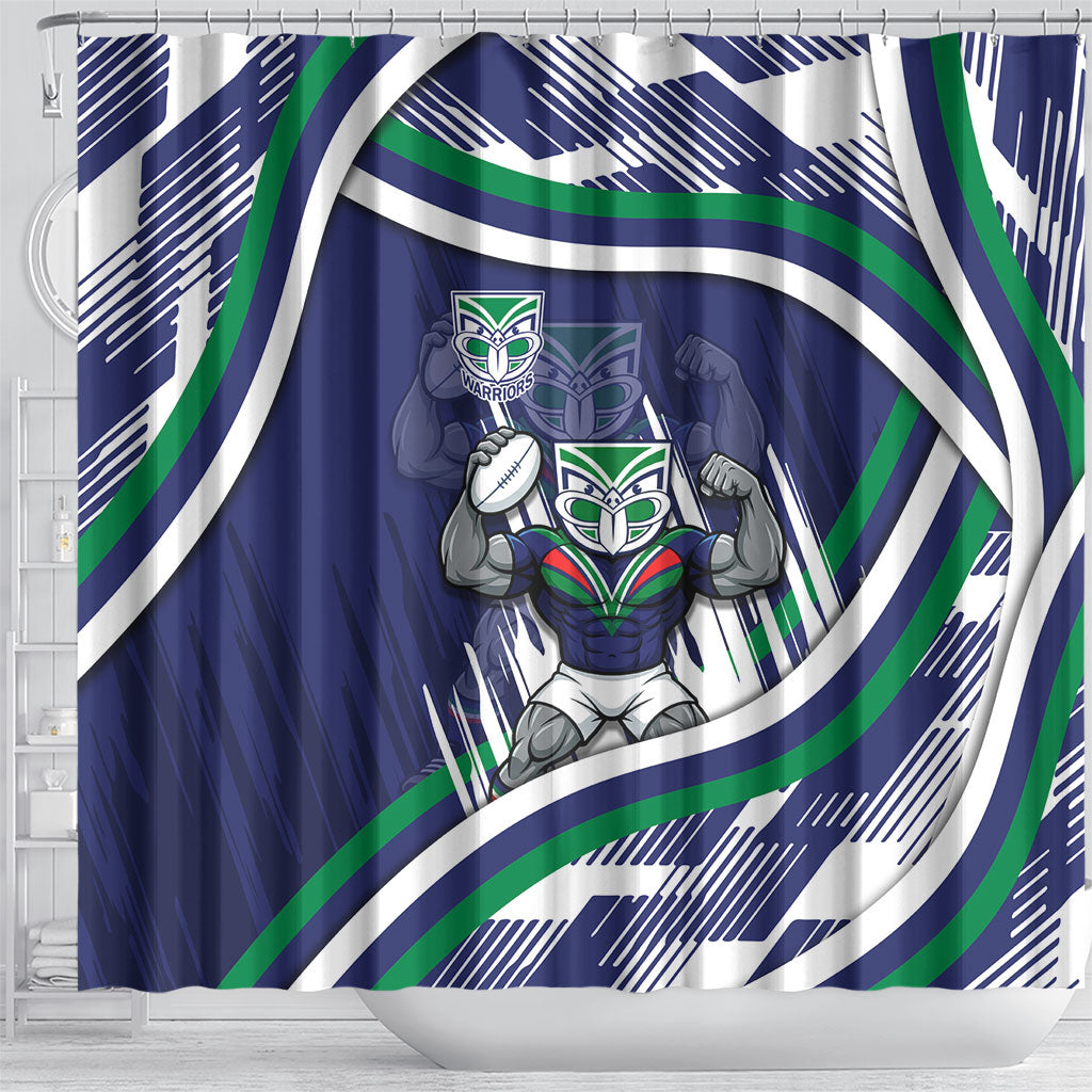 New Zealand Warriors Rugby Mascot Shower Curtain Fierce Athlete Graphic in Sports Style