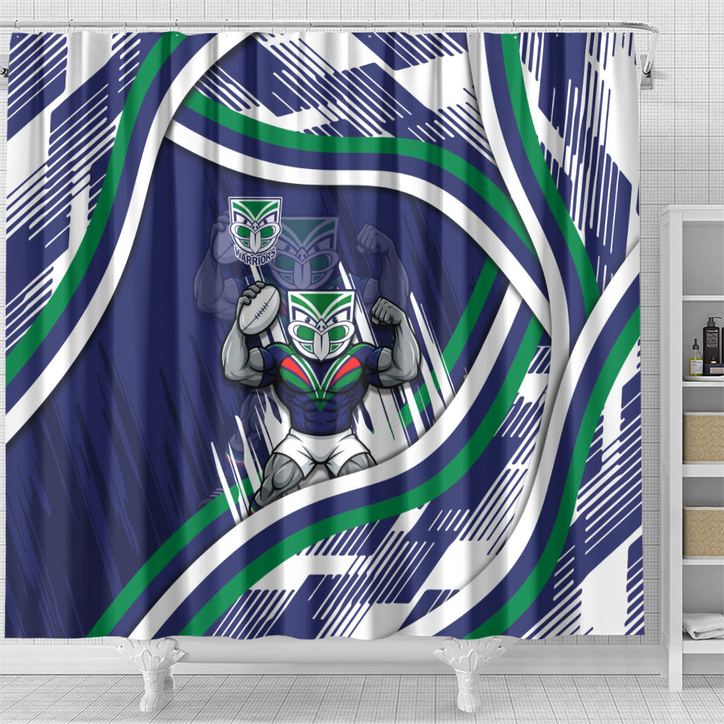 New Zealand Warriors Rugby Mascot Shower Curtain Fierce Athlete Graphic in Sports Style