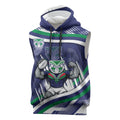 New Zealand Warriors Rugby Mascot Sleeveless Hoodie Fierce Athlete Graphic in Sports Style