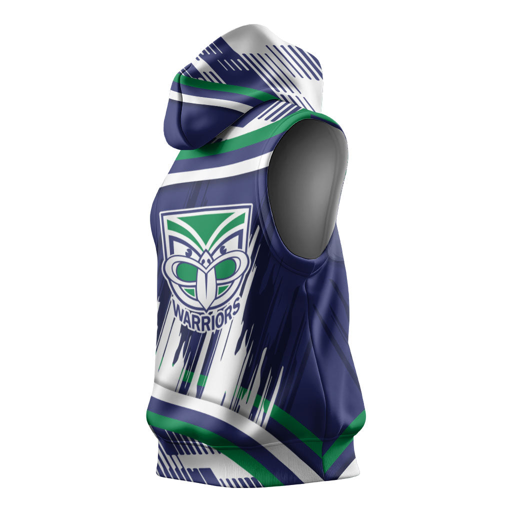 New Zealand Warriors Rugby Mascot Sleeveless Hoodie Fierce Athlete Graphic in Sports Style