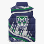 New Zealand Warriors Rugby Mascot Sleeveless Puffer Jacket Fierce Athlete Graphic in Sports Style