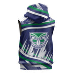 New Zealand Warriors Rugby Mascot Sleeveless Zip Hoodie Fierce Athlete Graphic in Sports Style