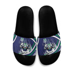 New Zealand Warriors Rugby Mascot Slide Sandals Fierce Athlete Graphic in Sports Style