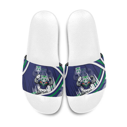 New Zealand Warriors Rugby Mascot Slide Sandals Fierce Athlete Graphic in Sports Style