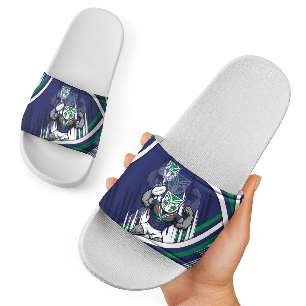 New Zealand Warriors Rugby Mascot Slide Sandals Fierce Athlete Graphic in Sports Style