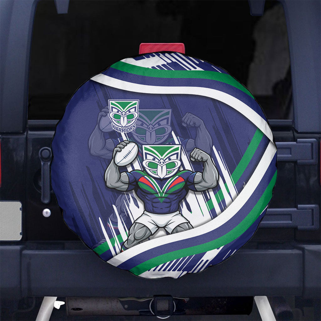 New Zealand Warriors Rugby Mascot Spare Tire Cover Fierce Athlete Graphic in Sports Style