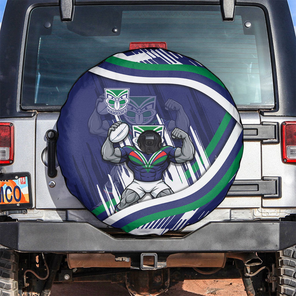 New Zealand Warriors Rugby Mascot Spare Tire Cover Fierce Athlete Graphic in Sports Style