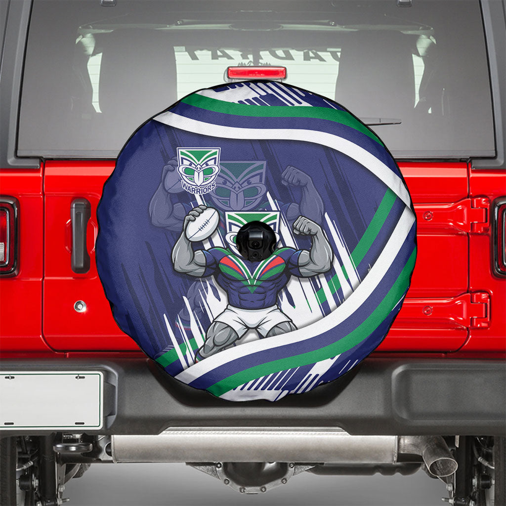 New Zealand Warriors Rugby Mascot Spare Tire Cover Fierce Athlete Graphic in Sports Style