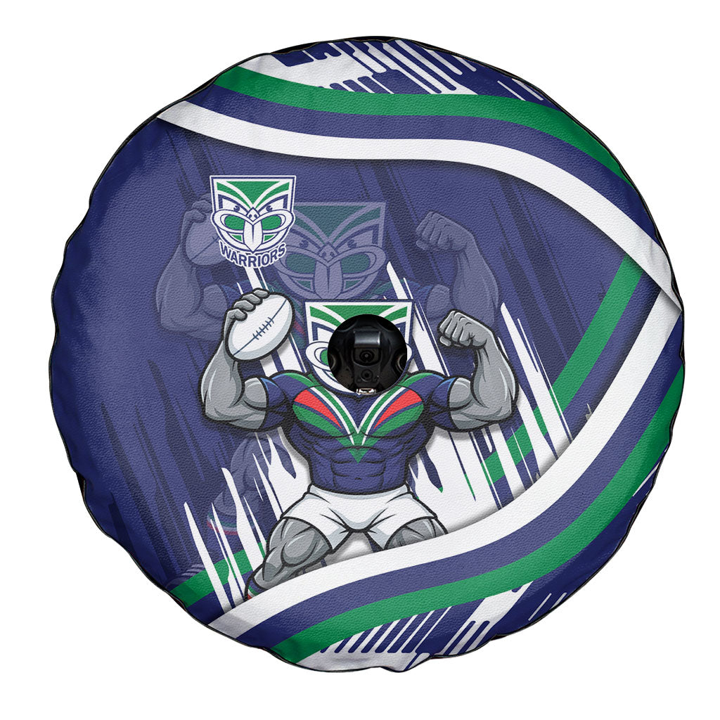 New Zealand Warriors Rugby Mascot Spare Tire Cover Fierce Athlete Graphic in Sports Style