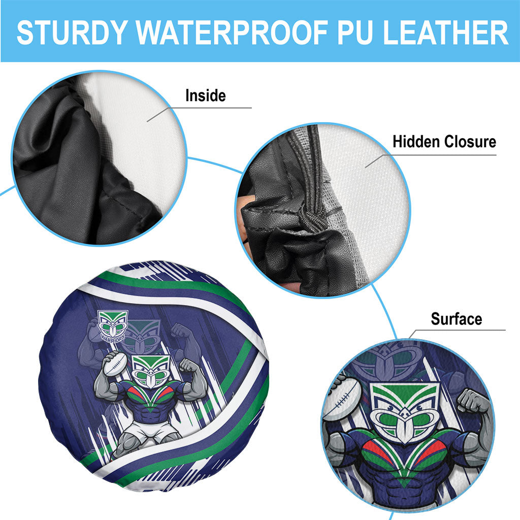 New Zealand Warriors Rugby Mascot Spare Tire Cover Fierce Athlete Graphic in Sports Style