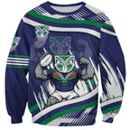 New Zealand Warriors Rugby Mascot Sweatshirt Fierce Athlete Graphic in Sports Style