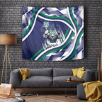New Zealand Warriors Rugby Mascot Tapestry Fierce Athlete Graphic in Sports Style