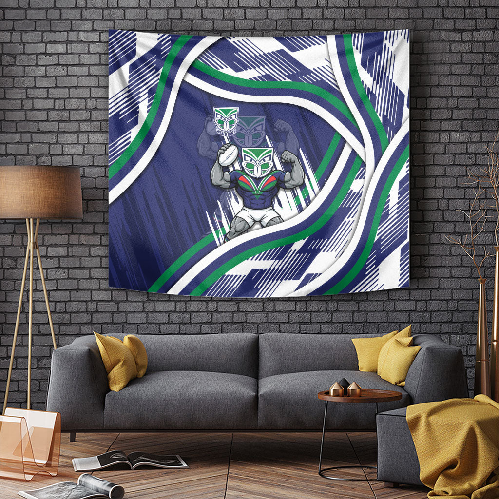 New Zealand Warriors Rugby Mascot Tapestry Fierce Athlete Graphic in Sports Style