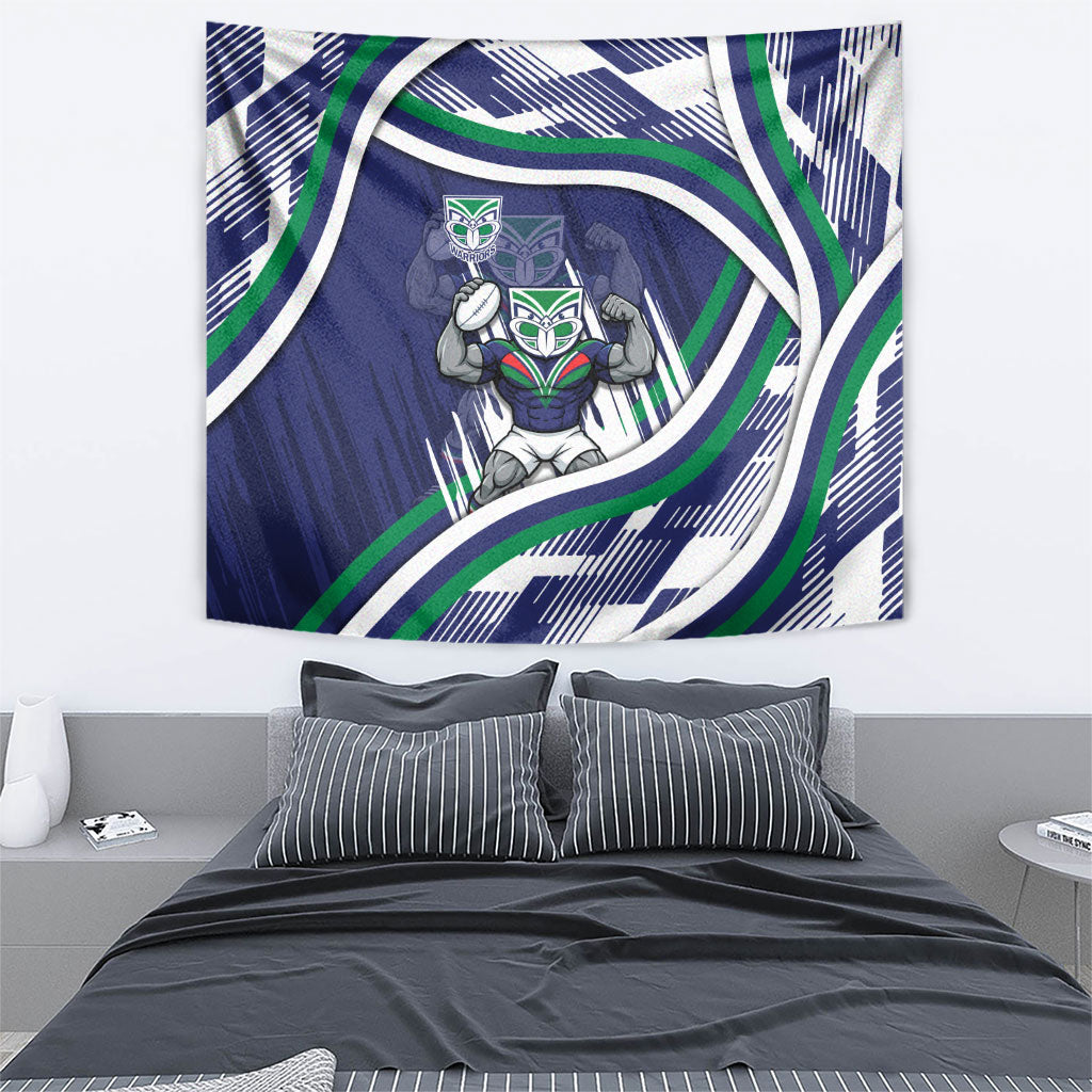 New Zealand Warriors Rugby Mascot Tapestry Fierce Athlete Graphic in Sports Style
