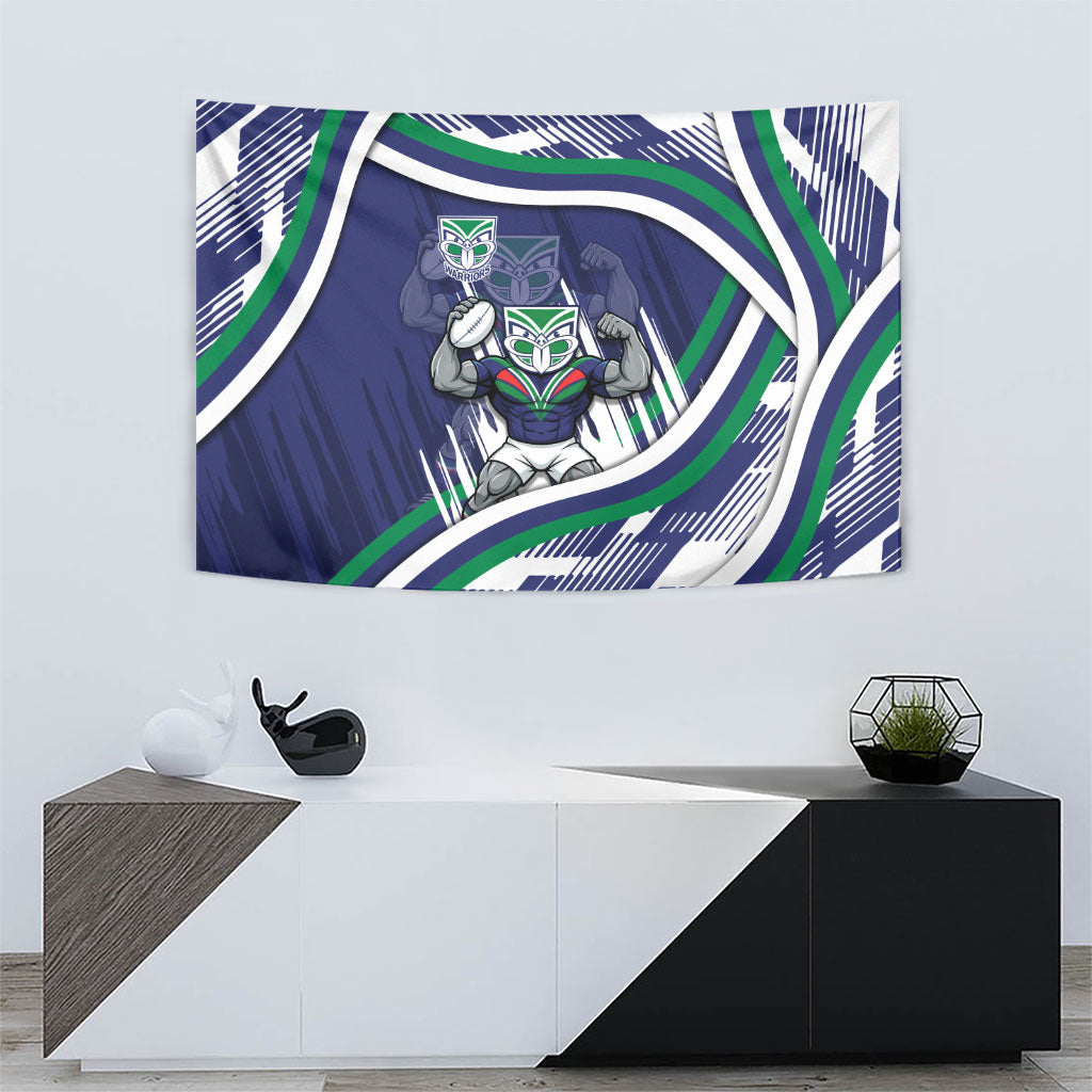New Zealand Warriors Rugby Mascot Tapestry Fierce Athlete Graphic in Sports Style