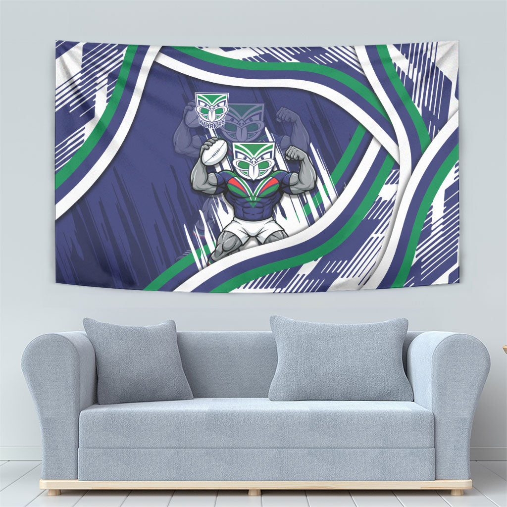 New Zealand Warriors Rugby Mascot Tapestry Fierce Athlete Graphic in Sports Style