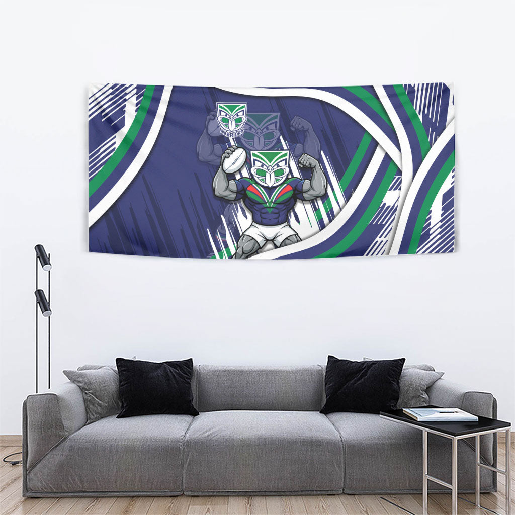 New Zealand Warriors Rugby Mascot Tapestry Fierce Athlete Graphic in Sports Style