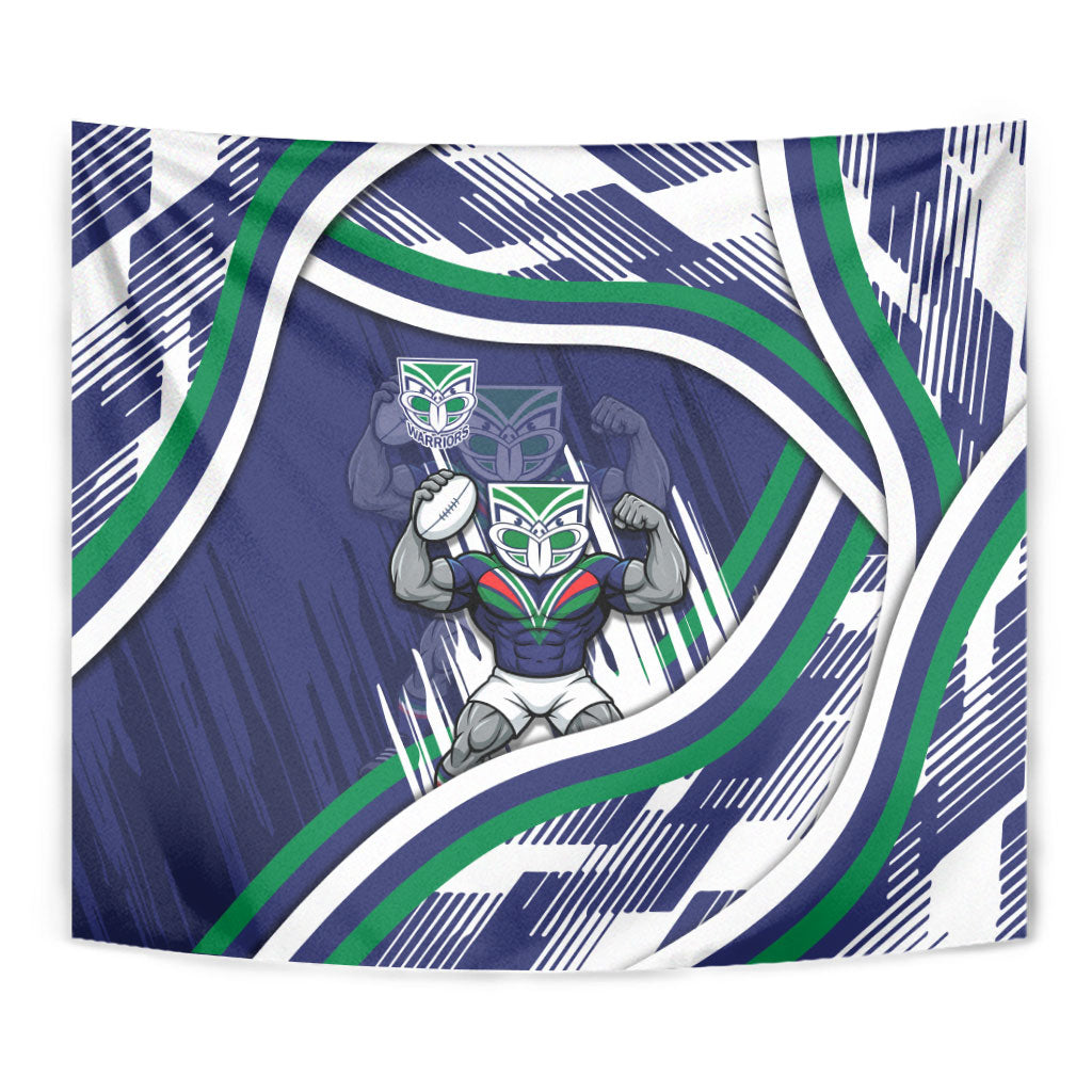 New Zealand Warriors Rugby Mascot Tapestry Fierce Athlete Graphic in Sports Style