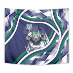 New Zealand Warriors Rugby Mascot Tapestry Fierce Athlete Graphic in Sports Style