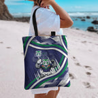 New Zealand Warriors Rugby Mascot Tote Bag Fierce Athlete Graphic in Sports Style