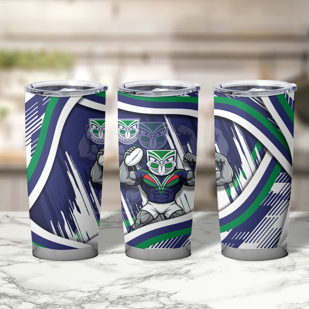 New Zealand Warriors Rugby Mascot Tumbler Cup Fierce Athlete Graphic in Sports Style