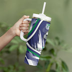 New Zealand Warriors Rugby Mascot Tumbler With Handle Fierce Athlete Graphic in Sports Style