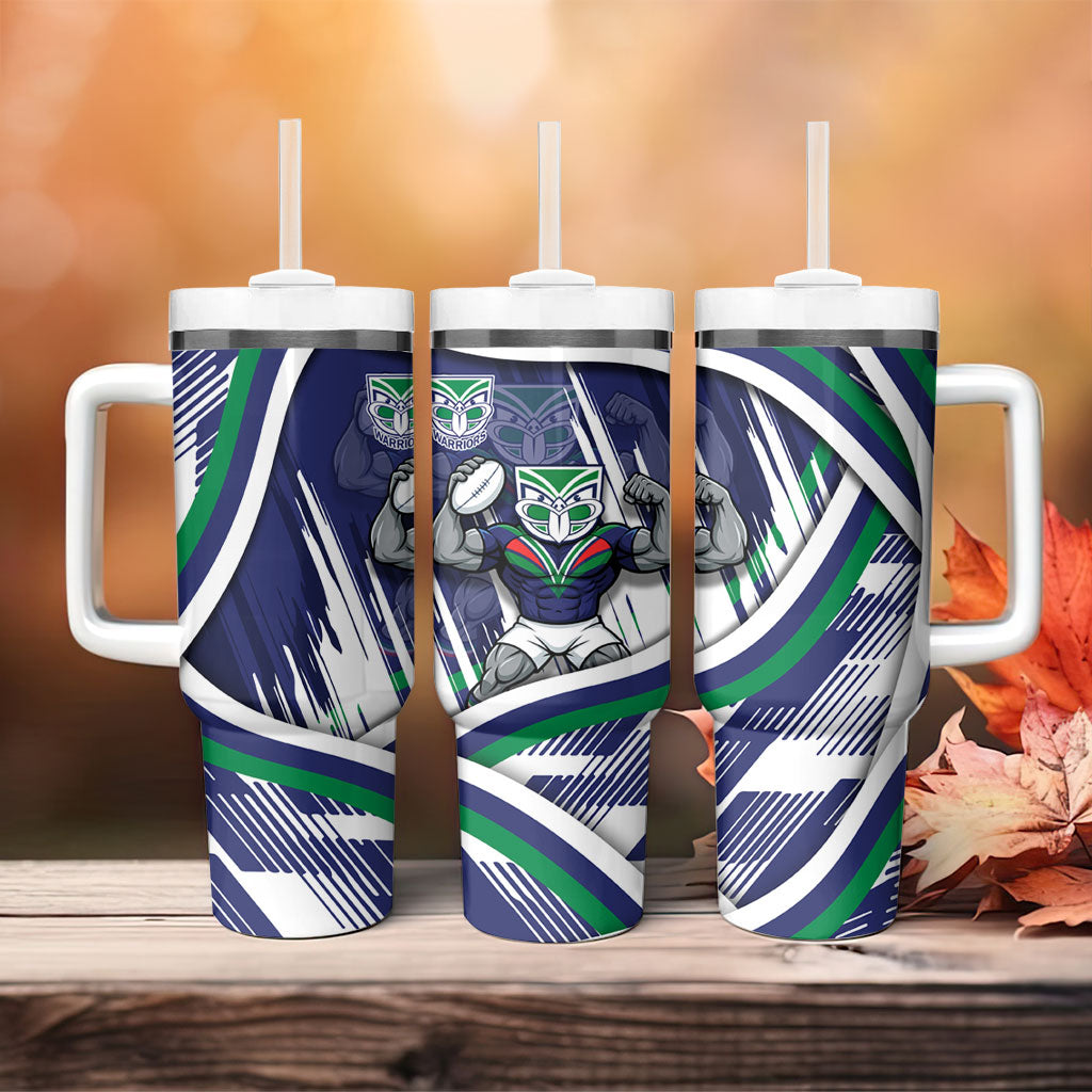 New Zealand Warriors Rugby Mascot Tumbler With Handle Fierce Athlete Graphic in Sports Style