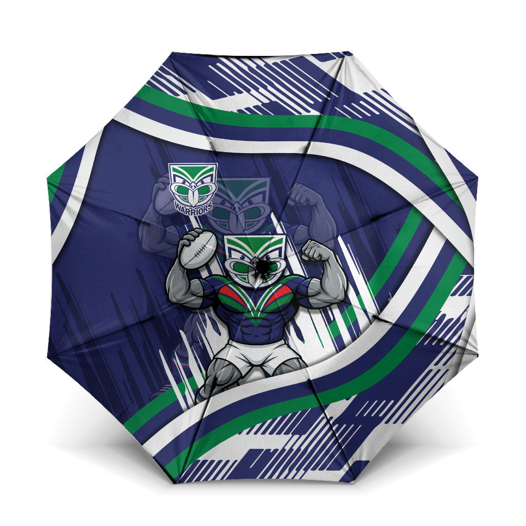 New Zealand Warriors Rugby Mascot Umbrella Fierce Athlete Graphic in Sports Style