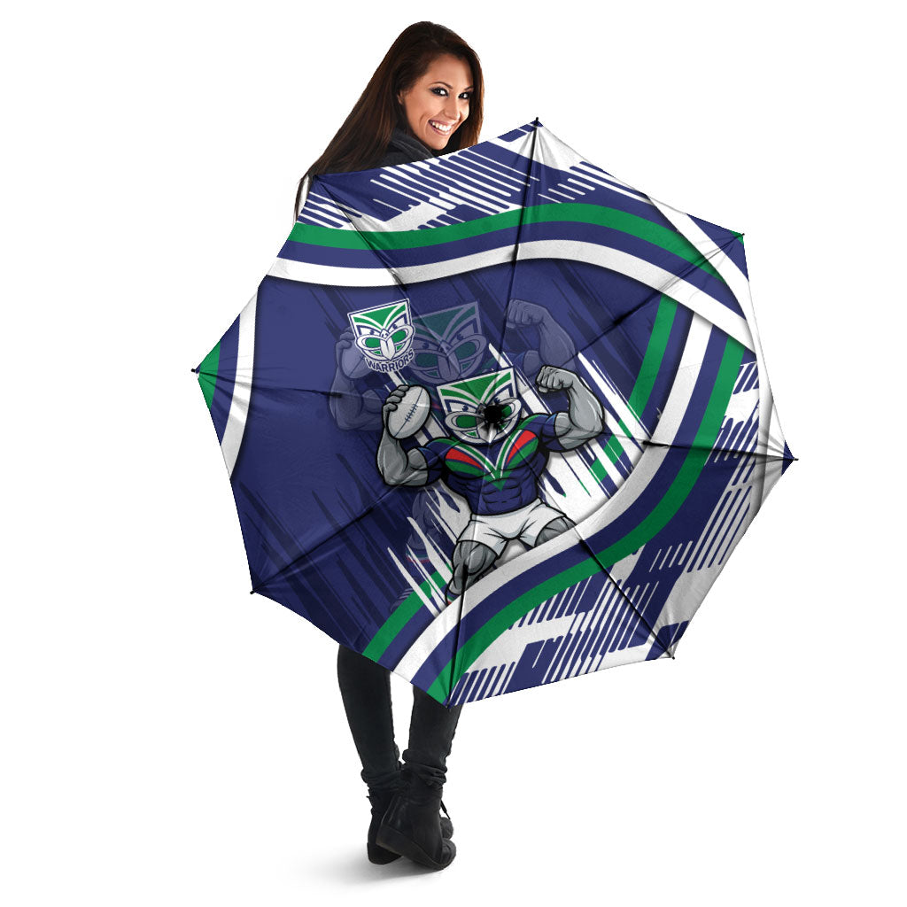 New Zealand Warriors Rugby Mascot Umbrella Fierce Athlete Graphic in Sports Style