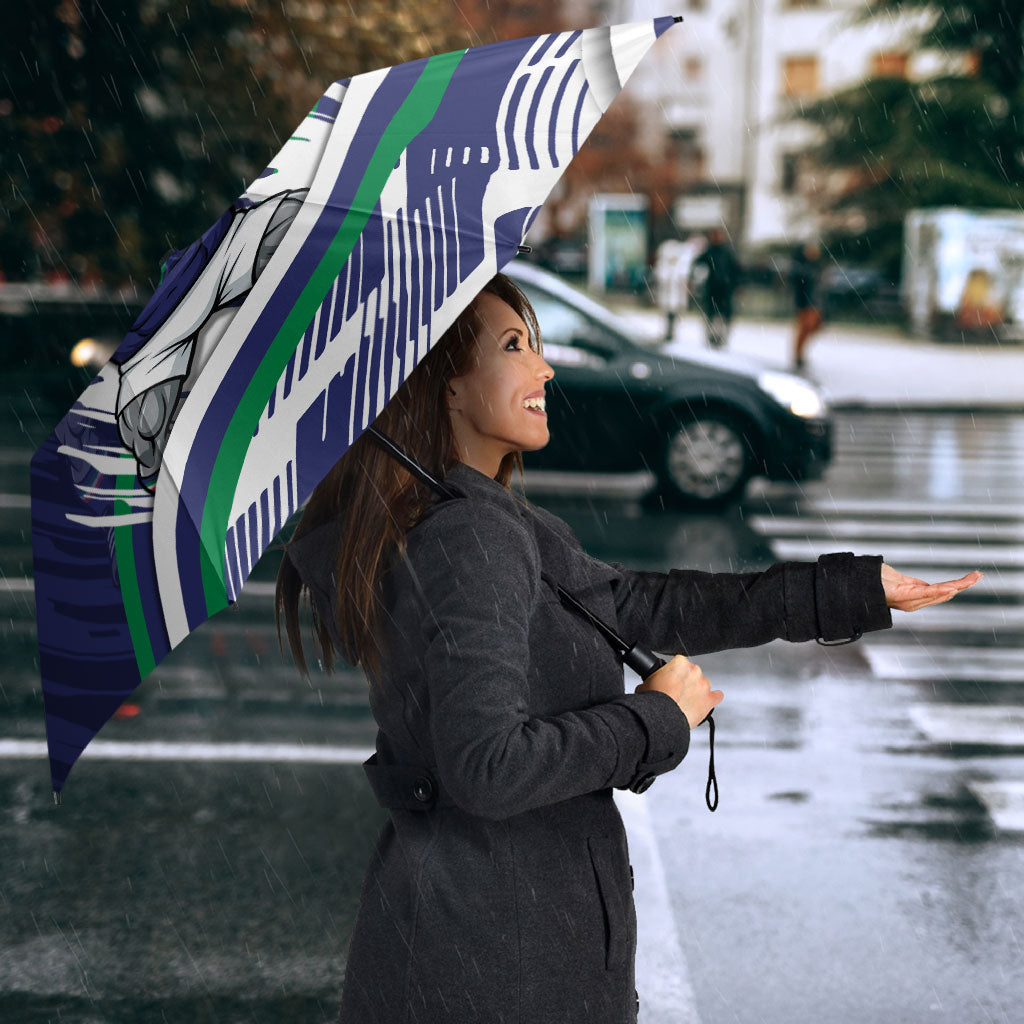 New Zealand Warriors Rugby Mascot Umbrella Fierce Athlete Graphic in Sports Style