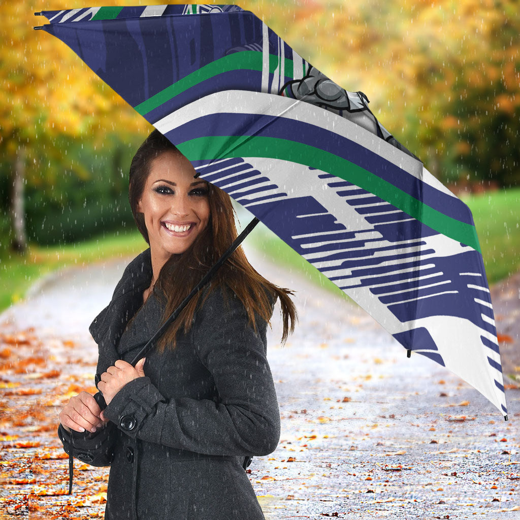 New Zealand Warriors Rugby Mascot Umbrella Fierce Athlete Graphic in Sports Style