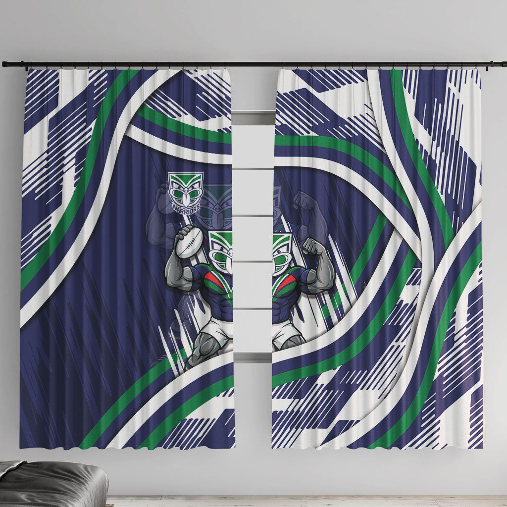 New Zealand Warriors Rugby Mascot Window Curtain Fierce Athlete Graphic in Sports Style