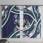 New Zealand Warriors Rugby Mascot Window Curtain Fierce Athlete Graphic in Sports Style