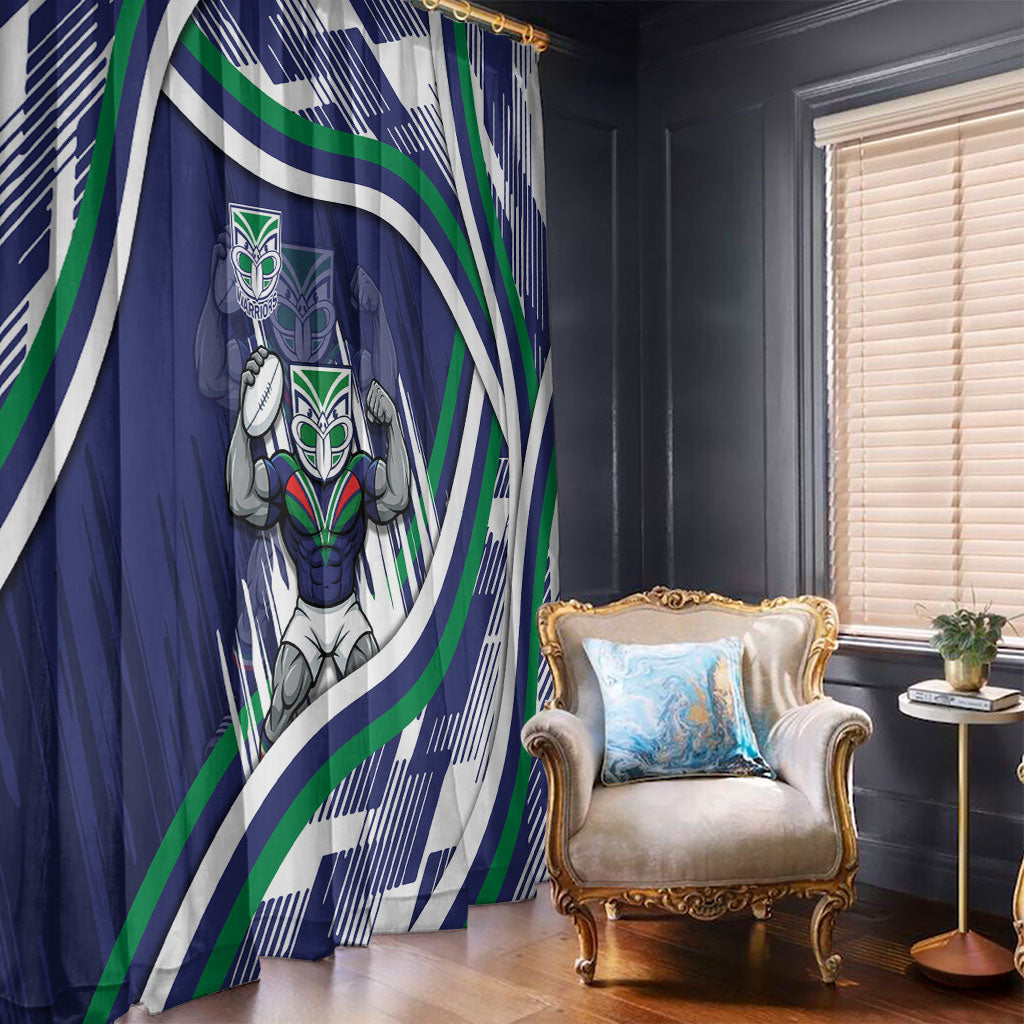 New Zealand Warriors Rugby Mascot Window Curtain Fierce Athlete Graphic in Sports Style