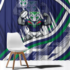 New Zealand Warriors Rugby Mascot Window Curtain Fierce Athlete Graphic in Sports Style