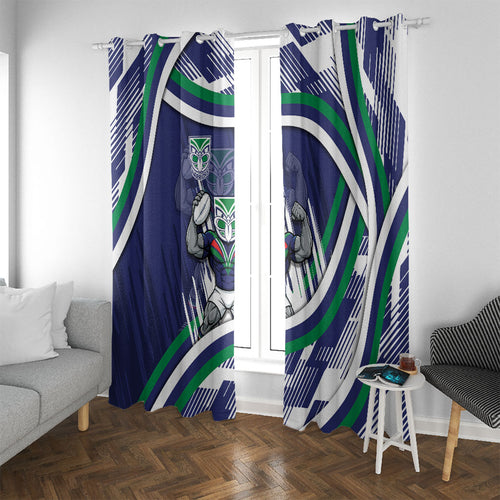New Zealand Warriors Rugby Mascot Window Curtain Fierce Athlete Graphic in Sports Style