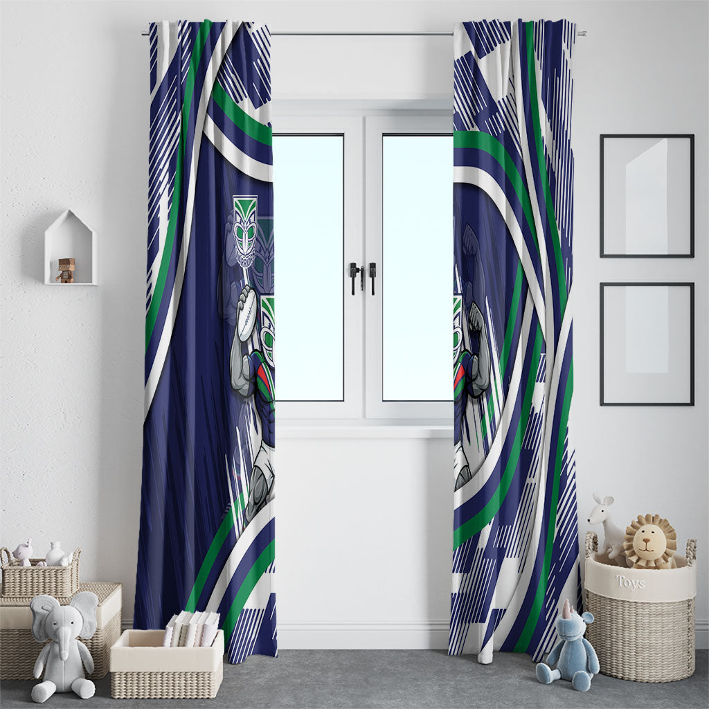 New Zealand Warriors Rugby Mascot Window Curtain Fierce Athlete Graphic in Sports Style