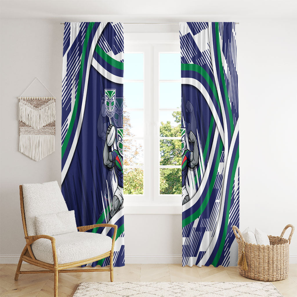 New Zealand Warriors Rugby Mascot Window Curtain Fierce Athlete Graphic in Sports Style