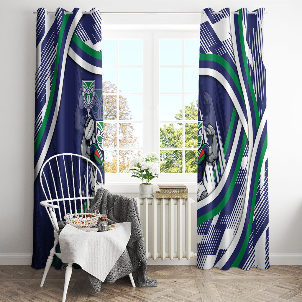 New Zealand Warriors Rugby Mascot Window Curtain Fierce Athlete Graphic in Sports Style